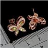 Image 3 : MARQUISE CUT PERIDOT, CHROME DIOPSIDE AND CZ BUTTERFLY-SHAPED EARRINGS IN 14K ROSE GOLD OVER 925 STE