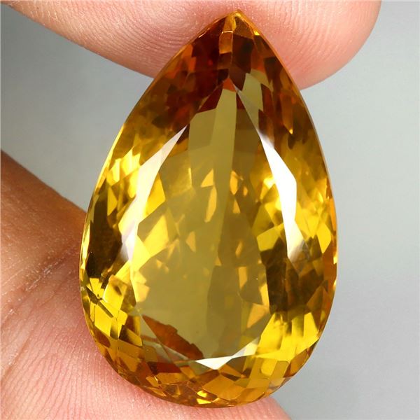 BIG 32.09 CT. ORANGE-YELLOWISH CITRINE 28X17 MM - APPRAISED REPLACEMENT VALUE CAD 1,925
