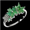 Image 2 : FLOWER-SHAPED RING WITH HIGH CLARITY EMERALD AND CZ IN 14K WHITE GOLD OVER 925 STERLING SILVER - SIZ