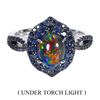 Image 1 : GORGEOUS BLACK OPAL AND SAPPHIRE RING IN 14K WHITE GOLD OVER 925 STERLING SILVER - SIZE 8 - APPRAISE