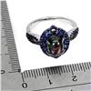 Image 3 : GORGEOUS BLACK OPAL AND SAPPHIRE RING IN 14K WHITE GOLD OVER 925 STERLING SILVER - SIZE 8 - APPRAISE