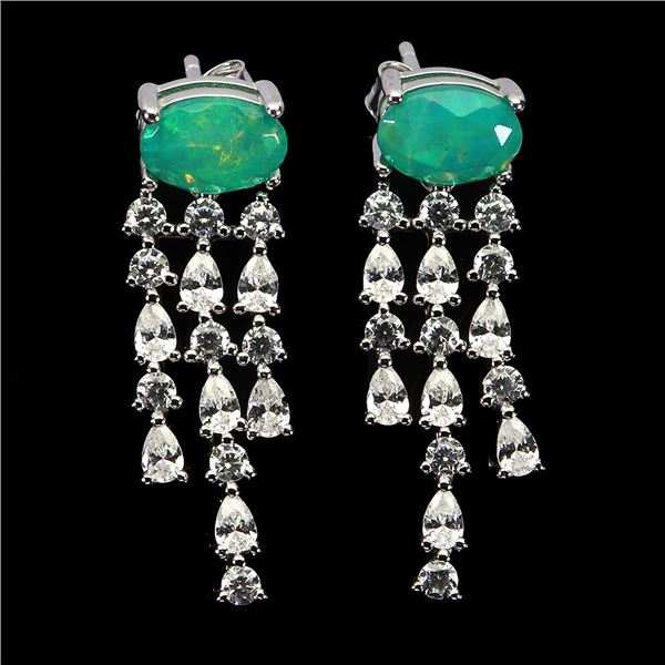 BIG 7X5 GREEN OPAL AND CZ EARRINGSMARQUISE CUT PERIDOT, CHROME DIOPSIDE AND CZ BUTTERFLY-SHAPED RING