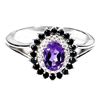 Image 1 : BIG 7X5 MM OVAL CUT AMETHYST AND BLUE SPINEL RING IN 14K WHITE GOLD OVER 925 STERLING SILVER - SIZE 