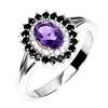 Image 2 : BIG 7X5 MM OVAL CUT AMETHYST AND BLUE SPINEL RING IN 14K WHITE GOLD OVER 925 STERLING SILVER - SIZE 