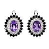 Image 2 : 7X5 MM OVAL CUT AMETHYST AND BLUE SPINEL EARRINGS IN 14K WHITE GOLD OVER 925 STERLING SILVER - APPRA