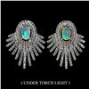 Image 1 : SUPERB CRYSTAL OPAL EARRINGS IN 14K WHITE GOLD OVER 925 STERLING SILVER - APPRAISED REPLACEMENT VALU