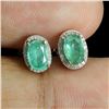 Image 1 : UXURIOUS EMERALD AND NATURAL DIAMONDS EARRINGS IN 14K WHITE GOLD OVER 925 STERLING SILVER - APPRAISE