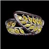 Image 1 : MARQUISE CUT UNTREATED CEYLON YELLOW SAPPHIRE RING WITH RUBIES AND BLUE SAPPHIRES IN 14K WHITE GOLD 