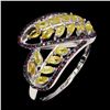 Image 2 : MARQUISE CUT UNTREATED CEYLON YELLOW SAPPHIRE RING WITH RUBIES AND BLUE SAPPHIRES IN 14K WHITE GOLD 