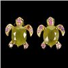 Image 1 : TURTLE-SHAPED YELLOW SAPPIRE AND RUBY EARRINGS IN 14K YELLOW GOLD OVER 925 STERLING SILVER - APPRAIS