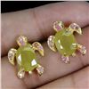 Image 2 : TURTLE-SHAPED YELLOW SAPPIRE AND RUBY EARRINGS IN 14K YELLOW GOLD OVER 925 STERLING SILVER - APPRAIS