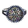 Image 1 : MULTI-COLOR ROUND DIAMOND CUT SAPPHIRE RING IN 2-TONE BLACK RHODIUM AND 14K WHITE GOLD OVER 925 STER