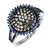 Image 2 : MULTI-COLOR ROUND DIAMOND CUT SAPPHIRE RING IN 2-TONE BLACK RHODIUM AND 14K WHITE GOLD OVER 925 STER