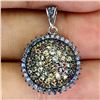 Image 1 : MULTI-COLOR ROUND DIAMOND CUT SAPPHIRE PENDANT IN 2-TONE BLACK RHODIUM AND 14K WHITE GOLD OVER 925 S
