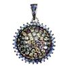 Image 2 : MULTI-COLOR ROUND DIAMOND CUT SAPPHIRE PENDANT IN 2-TONE BLACK RHODIUM AND 14K WHITE GOLD OVER 925 S