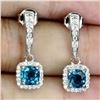 Image 1 : CUSHION CUT LONDON BLUE TOPAZ EARRINGS IN 14K WHITE GOLD OVER 925 STERLING SILVER - APPRAISED REPLAC
