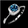 Image 2 : CUSHION CUT LONDON BLUE TOPAZ PENDANT IN 14K WHITE GOLD OVER 925 STERLING SILVER -SIZE 7 - APPRAISED