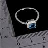 Image 3 : CUSHION CUT LONDON BLUE TOPAZ PENDANT IN 14K WHITE GOLD OVER 925 STERLING SILVER -SIZE 7 - APPRAISED