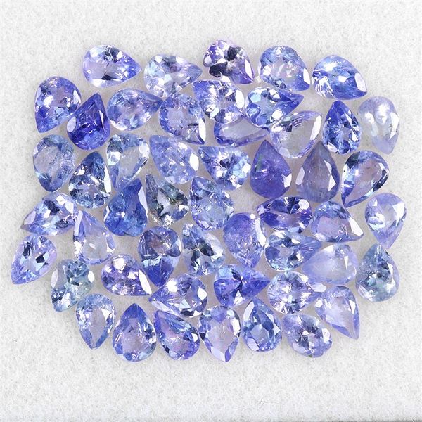 4X3 MM PEAR CUT NATURAL UNHEATED TANZANITE 50 PCS. 6.47 CT. - APPRAISED REPLACEMENT VALUE CAD 3,500