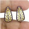 Image 2 : MARQUISE CUT UNTREATED CEYLON YELLOW SAPPHIRE EARRINGS WITH RUBIES AND BLUE SAPPHIRES IN 14K WHITE G