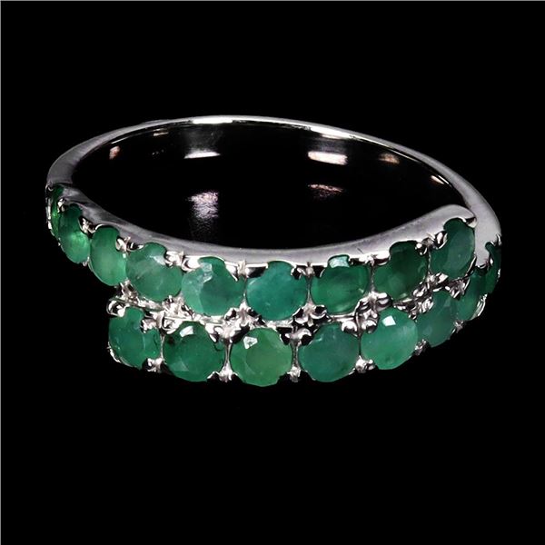 EMERALD RING IN 14K WHITE GOLD OVER 925 STERLING SILVER - SIZE 8 - APPRAISED REPLACEMENT VALUE CAD 6