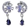 Image 1 : PEAR CUT IOLITE AND TANZANITE EARRINGS IN 14K WHITE GOLD OVER 925 STERLING SILVER - APPRAISED REPLAC