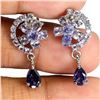 Image 2 : PEAR CUT IOLITE AND TANZANITE EARRINGS IN 14K WHITE GOLD OVER 925 STERLING SILVER - APPRAISED REPLAC