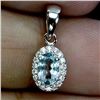 Image 1 : 6X4 MM AQUAMARINE AND CZ PENDANT IN 14K WHITE GOLD OVER 925 STERLING SILVER - APPRAISED REPLACEMENT 