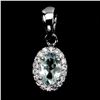 Image 2 : 6X4 MM AQUAMARINE AND CZ PENDANT IN 14K WHITE GOLD OVER 925 STERLING SILVER - APPRAISED REPLACEMENT 