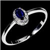 Image 2 : 5X3 MM BLUE SAPPHIRE AND CZ RING IN 14K WHITE GOLD OVER 925 STERLING SILVER - SIZE 8 - APPRAISED REP