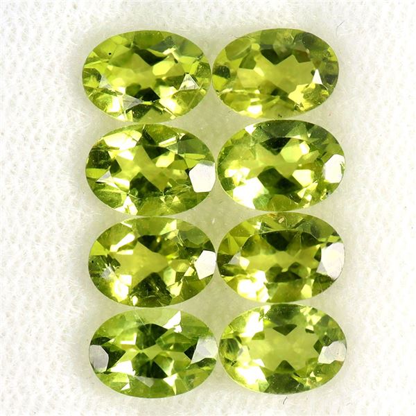 7X5 MM UNHEATED TOP RICH GREEN PERIDOT 8 PCS. 7.27 CT - APPRAISED REPLACEMENT VALUE CAD 1,000