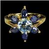 Image 1 : MM BRILLIANT CUT SKY BLUE TOPAZ AND BLUE SAPPHIRE RING IN 14K WHITE GOLD OVER 925 STERLING SILVER - 