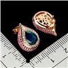 Image 3 : BIG 9X6 MM PEAR CUT BLACK OPAL AND CZ EARRINGS IN 14K ROSE GOLD OVER 925 STERLING SILVER - APPRAISED