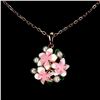 Image 1 : MOTHER OF PEARL AND ENAMEL PENDANT IN 14K WHITE GOLD OVER 925 STERLING SILVER - SIZE 7