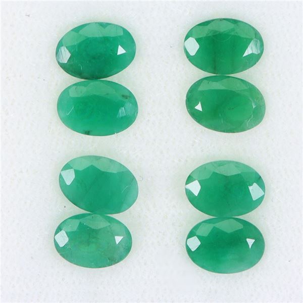 7X5 MM OVAL CUT NATURAL UNHEATED EMERALD 8 PCS. 5.63 CT. - APPRAISED REPLACEMENT VALUE CAD 1,430