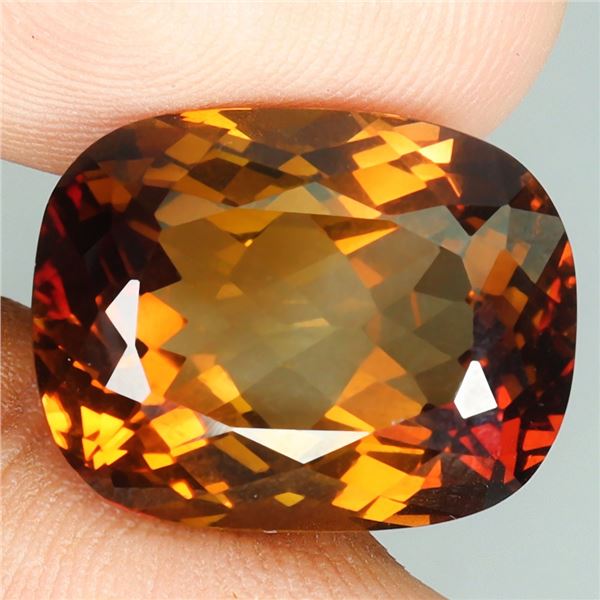 HUGE 16.44 CT. ANTIQUE CUT EYE CLEAN TOP CHAMPAGNE IMPERIAL TOPAZ BRAZIL - APPRAISED REPLACEMENT VAL