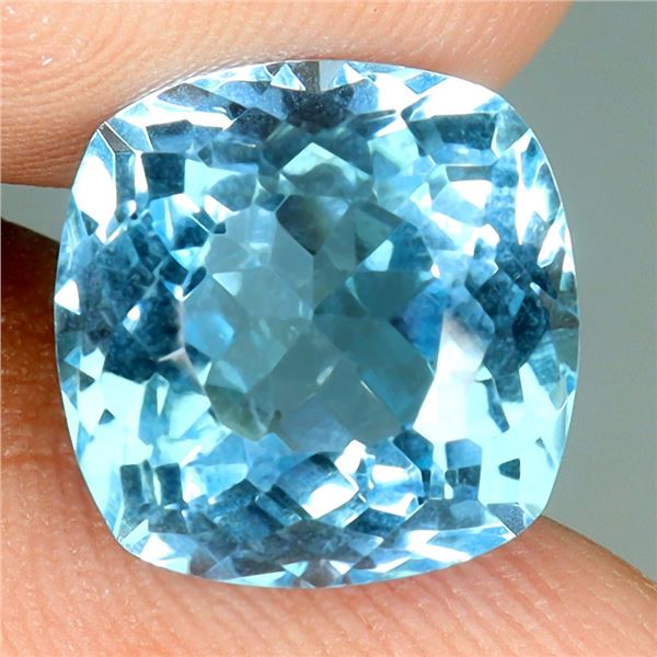 BIG 8.48 CT, CUSHION CUT SWISS BLUE TOPAZ - APPRAISED REPLACEMENT VALUE CAD 510