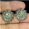 Image 2 : PERIDOT AND TSAVORITE GARNET EARRINGS IN 14K YELLOW GOLD OVER 925 STERLING SILVER - APPRAISED REPLAC