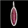 Image 2 : EXCEPTIONAL MYANMAR (BURMA)ROUND DIAMOND CUT RUBY AND WHITE SAPPHIRE PENDANT IN BLACK RHODIUM AND 14