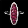 Image 1 : STUNNING MYANMAR (BURMA)ROUND DIAMOND CUT RUBY AND WHITE SAPPHIRE RING IN BLACK RHODIUM AND 14K WHIT