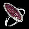 Image 2 : STUNNING MYANMAR (BURMA)ROUND DIAMOND CUT RUBY AND WHITE SAPPHIRE RING IN BLACK RHODIUM AND 14K WHIT