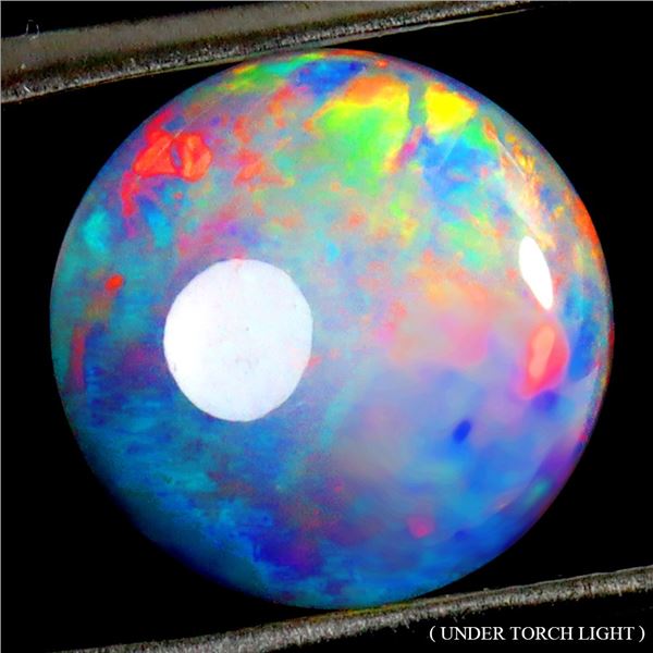 BIG 4.60 CT. ROUND CABOCHON AAA FLORAL FLASH PLAY OF COLOR CRYSTAL OPAL 12 MM GEMSTONE - APPRAISED R