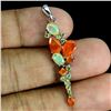 Image 2 : STUNNING ORANGE FIRE OPAL, CRYSTAL OPAL, PERIDOT AND SAPPHIRE PENDANT IN 14K WHITE GOLD OVER 925 STE