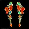 Image 1 : GORGEOUS ORANGE FIRE OPAL, CRYSTAL OPAL, PERIDOT AND SAPPHIRE EARRINGS IN 14K WHITE GOLD OVER 925 ST