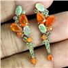 Image 2 : GORGEOUS ORANGE FIRE OPAL, CRYSTAL OPAL, PERIDOT AND SAPPHIRE EARRINGS IN 14K WHITE GOLD OVER 925 ST