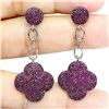Image 1 : STUNNING ROUND DIAMOND CUT MYANMAR RUBY EARRINGS IN 2-TONE BLACK RODIUM AND 14K WHITE GOLD OVER 925 