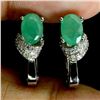 Image 1 : 7X5 MM EMERALD EARRINGS IN 14K WHITE GOLD OVER 925 STERLING SILVER - APPRAISED REPLACEMENT VALUE CAD