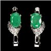 Image 2 : 7X5 MM EMERALD EARRINGS IN 14K WHITE GOLD OVER 925 STERLING SILVER - APPRAISED REPLACEMENT VALUE CAD