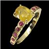 Image 2 : BIG 8X6 OVAL CUT YELLOW SAPPHIRE AMD RUBY RING IN 14K YELLOW GOLD OVER 925 STERLING SILVER - SIZE 9 