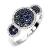 Image 2 : ROUND DIAMOND CUT BLUE AND WHITE SAPPHIRE RING IN BLACK RHODIUM AND 14K WHITE GOLD OVER 925 STERLING